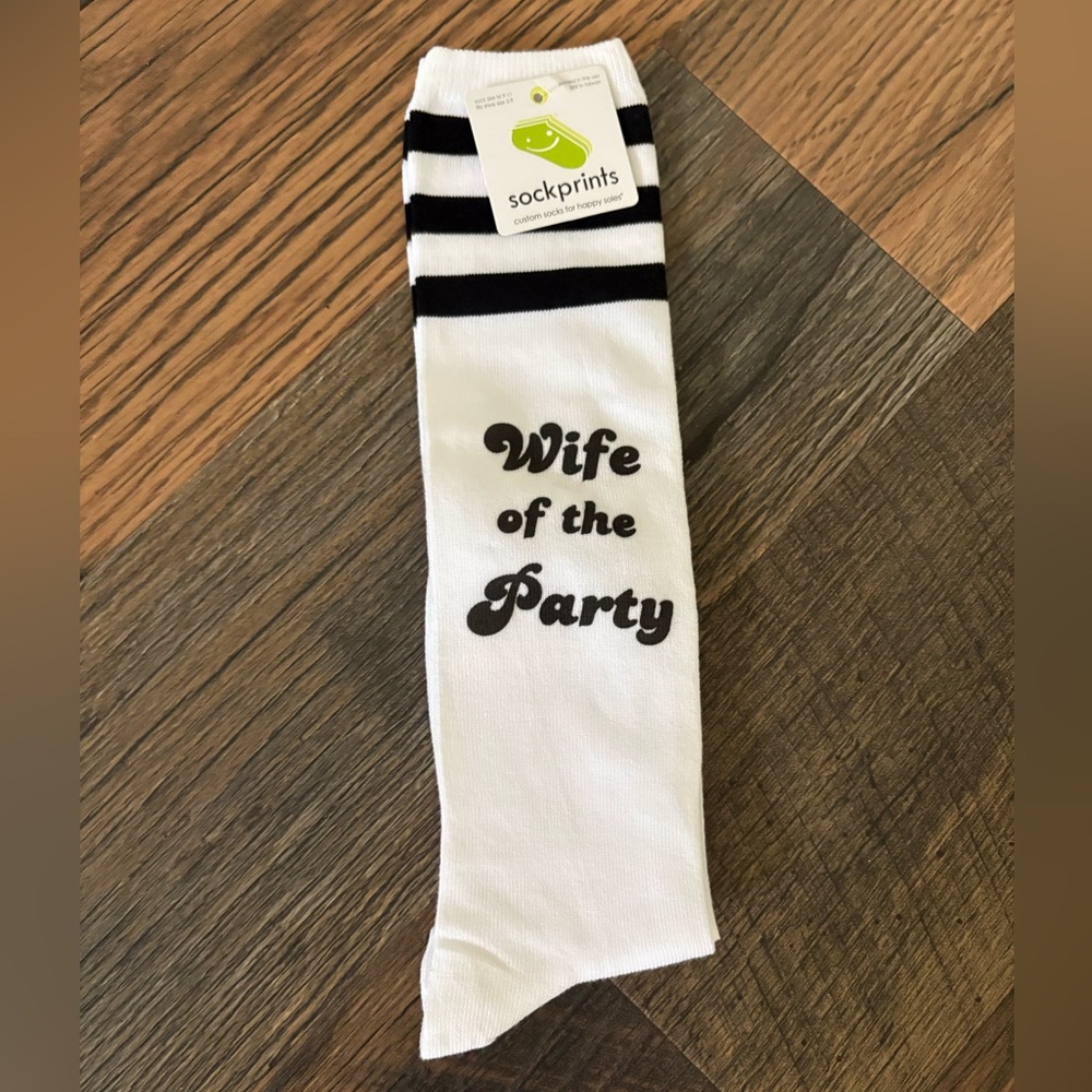 'Wife of the Party' Black and White Socks